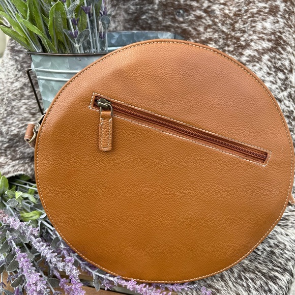 Genuine Leather and Cowhide Canteen Style Crossbody Purse - Picture 3 of 4